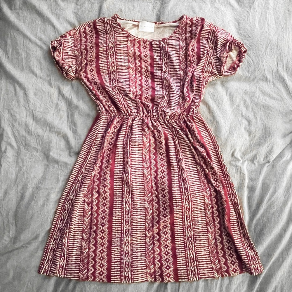 Maroon shirt sleeve French Grey dress